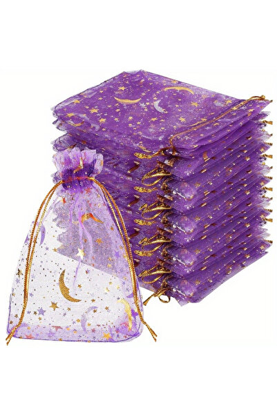 Choice3 13×18 سم - 5.1×7.1 بوصة، 50 قطعة، لون بنفسجي، أكياس أورجانزا برباط، ب...