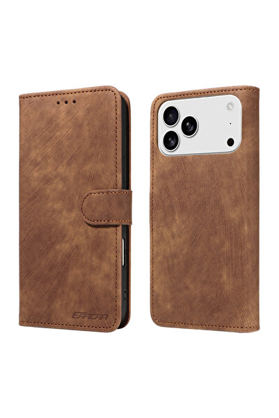 Choice جراب هاتف جلدي بني من مادة TPU لهاتف iPhone 11 Pro وIphone17Air و16 Pr...