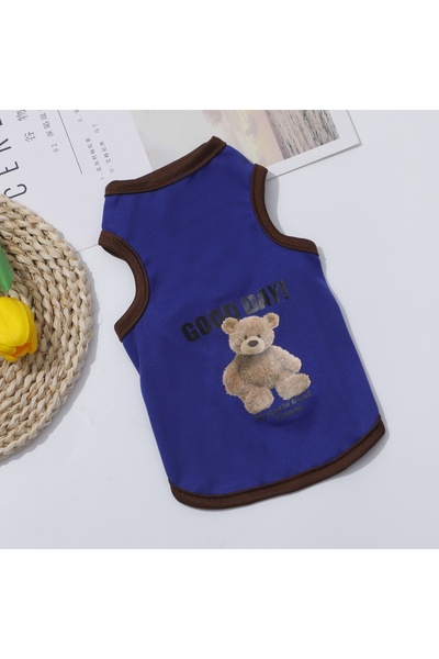 Choice L Blue Cartoon Bear Dog Clothes Cute Cotton Dog Costume Pet T-shirt Ca...