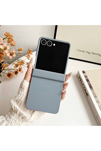 Choice جراب هاتف Galaxy Z Flip7 رمادي اللون بلون الدوبامين غير اللامع لهاتف Z...