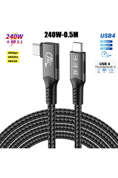 Choice Elbow-0.5m USB4 240W Type C Male to Female Cable 40Gbps8K 60Hz Full Function PD3.1QC4.0 Fast Chargin