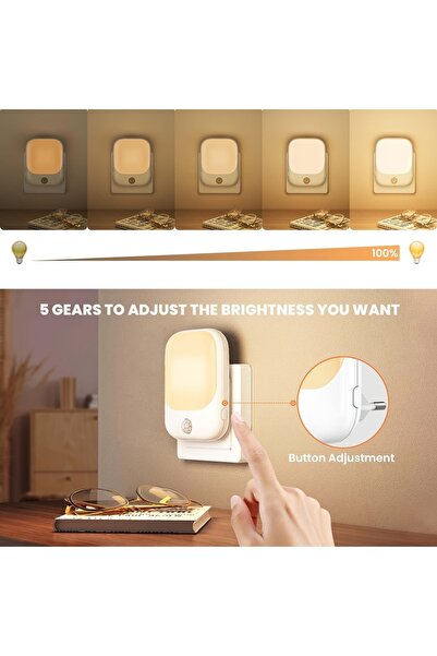 Choice 1pc Night Light 1/2Pc EU Plug Night Light with Motion Sensor, LED Night Light Socket with 3 Modes an