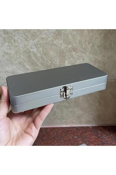 Choice 1pc Durable Silvery Gray Metal Rectangular Box with Lid-Ideal for Bills,Cosmetics,Office Supplies St