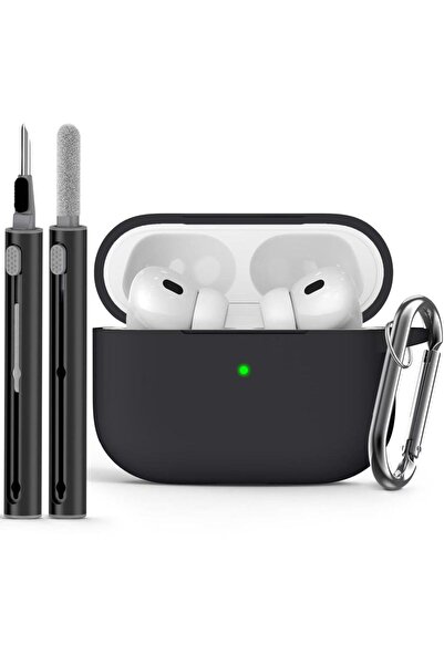 Choice غطاء حافظة AirPods Pro باللون الأسود مع مجموعة تنظيف، حافظة واقية من ا...
