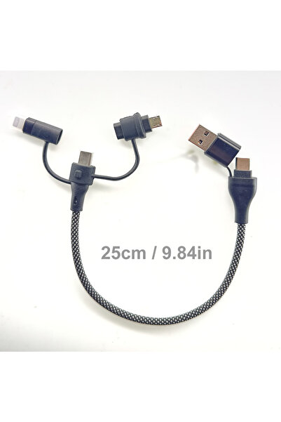 Choice 5 في 1 25 سم - أسود PD 65 واط 4 كابل شحن سريع متعدد 5 في 1 USB C مضفر ...