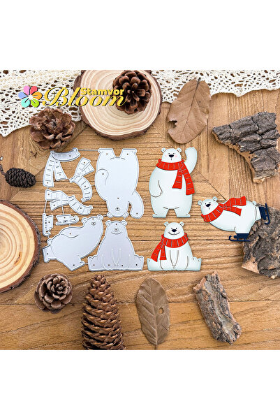 Choice Original Lovely Layers Winter Skating Polar Bears Metal Cutting Dies S...