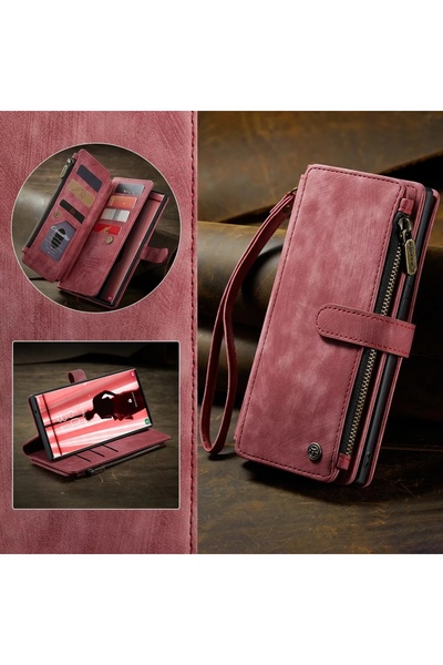 Choice Galaxy S26 Red Flip Leather Phone Case For S25 Edge S24 S26 Ultra S23 ...