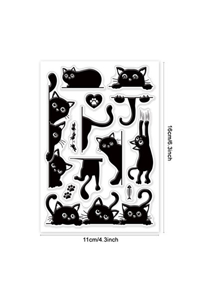 Choice11 طوابع شفافة على شكل قطة سوداء من AECH-24285 لسجلات القصاصات اليدوية،...