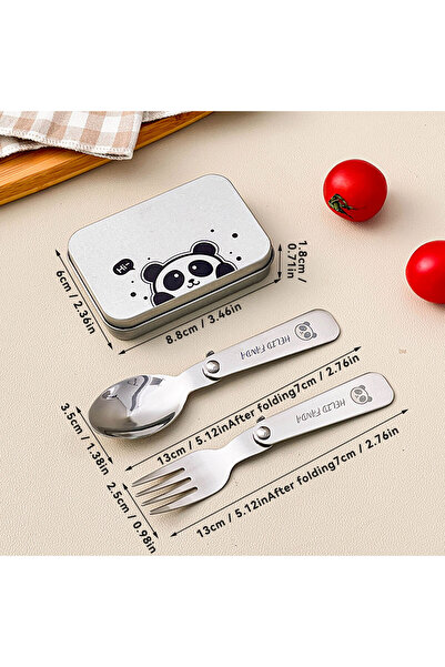 WORTHBUY B Style 3Pcs/Set Portable Foldable Dinnerware Set 304 Stainless Steel Folding Fork Spoon Wi