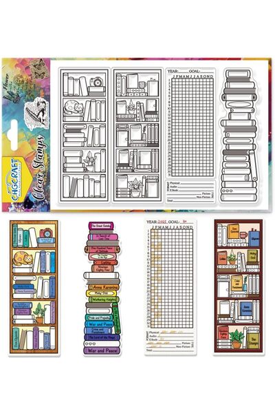 Choice AECH04-13370 Bookcase Clear Stamps Reading Records Transparent Stamps ...