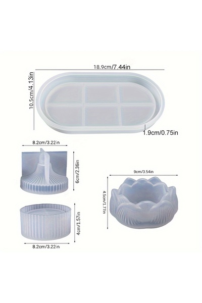 Choice مجموعة واحدة من حامل الشموع على شكل لوتس DIY مكونة من 3 قطع من قوالب السيليكون للتخزين مصنوعة يدويًا من راتنج الإيبوكسي والجص والأسمنت