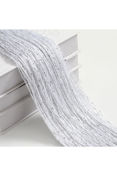 Choice ستارة باب لامعة بيضاء مقاس 100×200 سم، شريط فضي لامع، ستارة خط فلاش، س...