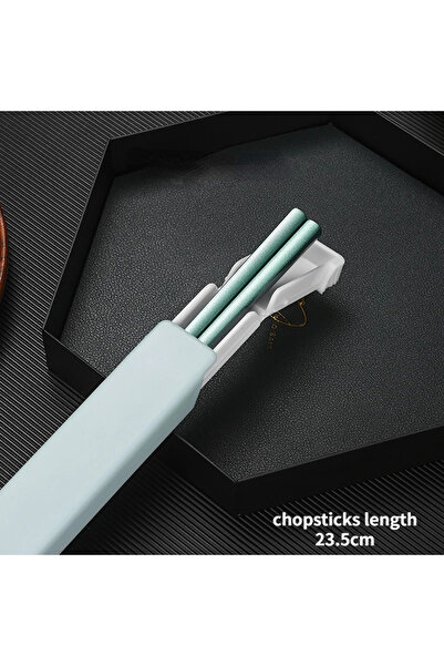 Choice Light Green 304 Stainless Steel Chopstick Lunch Tableware Travel Portable Chopsticks With Storage Bo