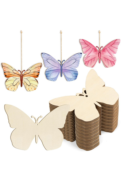 Choice1 زينة زهور خشبية على شكل فراشة من 10 قطع، شرائح خشبية غير مكتملة بفتحة...