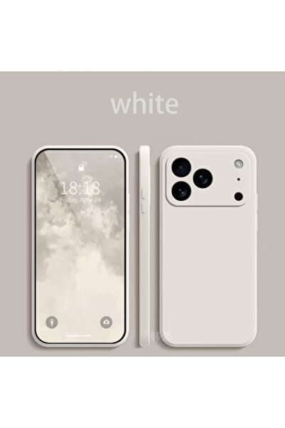 Choice جراب هاتف iPhone 17 Pro أبيض مربع الشكل من السيليكون السائل لهاتف Apple iPhone 17 Pro Max 17 Air Soft Cover C