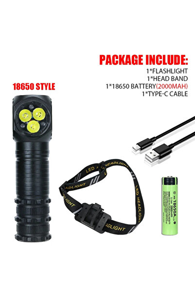 XIWANGFIRE مصباح رأس صغير قابل لإعادة الشحن عبر منفذ USB، يعمل ببطارية 18650،...