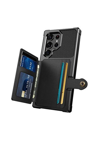 Choice جراب محفظة أسود قابل للطي لهاتف سامسونج جالاكسي S23 ألترا، متوافق مع S...