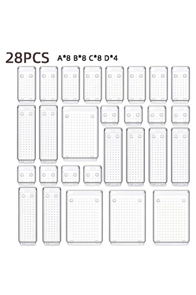 Choice مجموعة صناديق تخزين شفافة مكونة من 28 قطعة، مكونة من 25 قطعة، ذات أدرا...