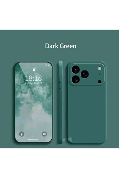 Choice جراب سيليكون سائل مربع الشكل بلون أخضر عسكري لهاتف iPhone 17 Pro Max 1...