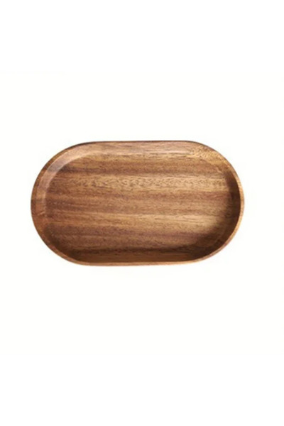 Choice 1PCS-DarkColor 1PCS Tableware Solid Wood Round Dessert Plate Japanese-style Wooden Tray Snack Plate