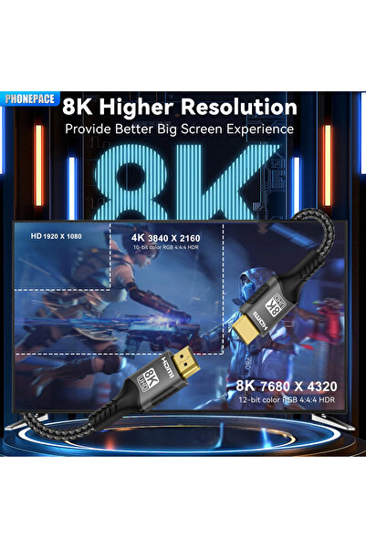 Choice كابل HDMI 8K بطول 1 متر، كابلات HDMI عالية السرعة، موصلات من النايلون ...