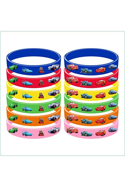Disney 12pcs Bracelets Car Bracelets Party Favors Lightning McQueen Silicone ...