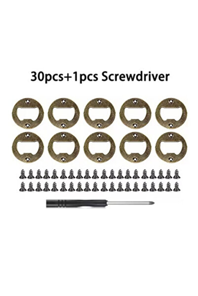 Choice 31 pcs bronze set Bottle Opener Insert w/screw 40mm Round Iron Corn Beer Open Antique Bronze Silver