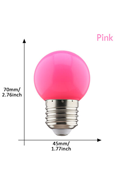 Parkson لمبة إضاءة ليد E27 220 فولت وردية اللون، 20 قطعة، لمبة إضاءة ليد E27 ...