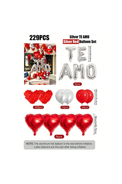 Choice طقم بالونات CY8209TEAMO مكون من 29 بالونة و200 بتلة فضية مجموعة أحرف T...