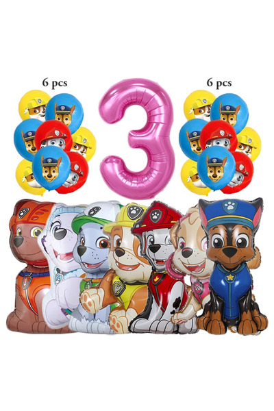 PAW PATROL مجموعة من 3 بالونات رقمية من الألومنيوم لتزيين أعياد الميلاد على ش...