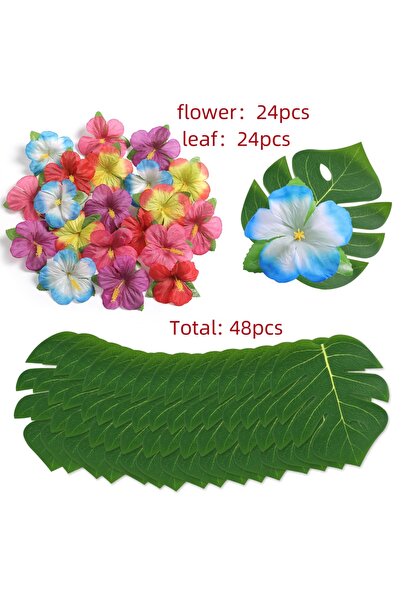 Choice كما في الصورة 48 قطعة 48 قطعة من زهور الكركديه المصنوعة من أوراق النخي...