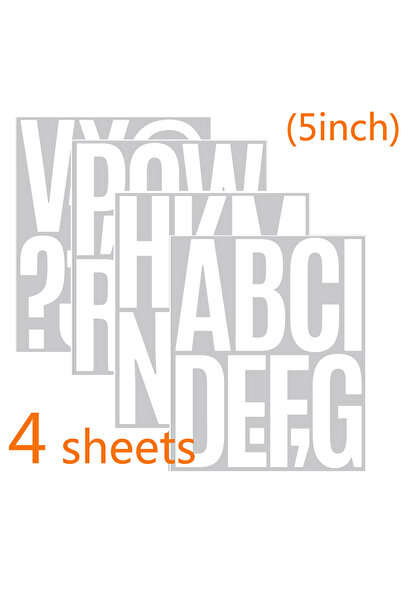 Choice 4 pages White Letter 4 Sheets 5 Inch Big Alphabet Letter Numbers Stick...
