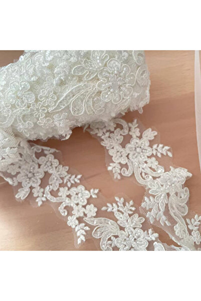 Choice ياردتان، طول ١٨٢ سم، لون أبيض عاجي، ياردتان/القطعة. زينة دانتيل زهور الزفاف المزينة بالخرز، حجاب اصنعيه بنفسك، إكسسوارات خياطة.