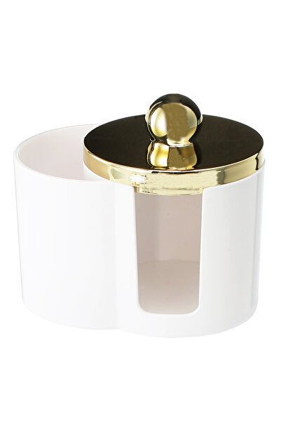 Choice WHITE Bathroom Storage Container for Makeup Accessories Qtip Holder Clear Cotton Swab Cotton Balls O