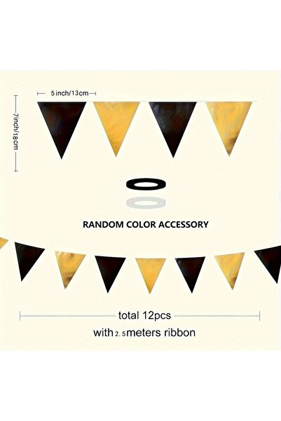 Choice1 طقم واحد من زينة الحفلات باللونين الأسود والذهبي، يتضمن راية مثلثة ال...