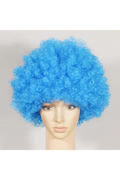 Choice Blue Round Curly Wig Clown Headdress Carnival Cosplay Kids Adult Explo...