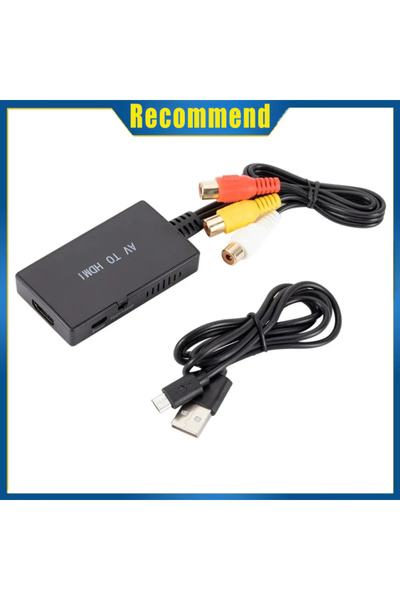 Choice محول مركب فيديو أسود من AV إلى HDMI RCA إلى HDMI مع كابل USB محول CVBS...