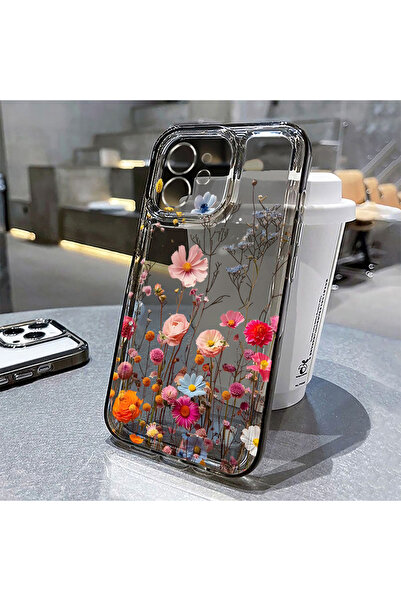 Choice جراب هاتف شفاف بتصميم زهرة الكرمة لهاتف iPhone 13 Black02 JW40 لهاتف i...