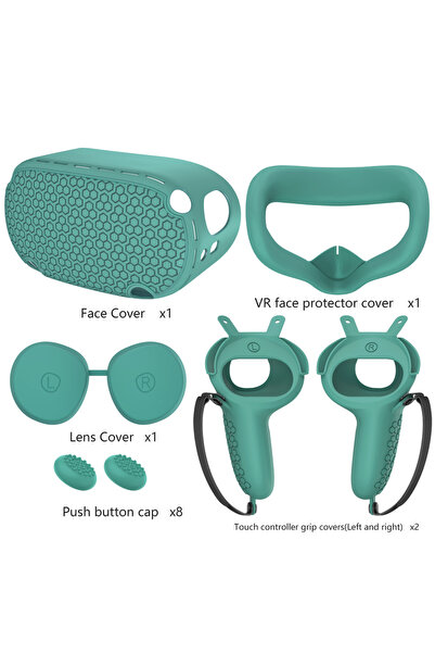 Choice green Silicone Protective Cover Shell Case For Oculus Quest 2 VR Headset Head Face Cover Eye Pad Han