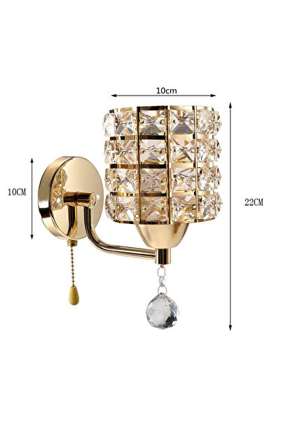Choice مصابيح حائط كريستالية مزخرفة باللون الذهبي مع مفتاح، مصابيح حائط كريستالية بسيطة لغرفة النوم بجانب السرير والمعيشة