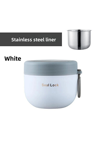 Choice White 600ML 304 Stainless Steel Soup Noodle Bowls with Lid Microwave S...