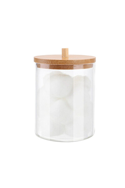 Choice مجموعة إكسسوارات منظم الحمام ستايل أ، حامل تخزين المكياج مع أغطية بلاستيكية شفافة، كرات قطنية