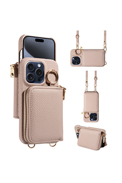 Choice جراب وحزام من الجلد الصناعي لهاتف iPhone 14 Pro Max جراب هاتف جلدي كاكي لهاتف iPhone16 Pro Max1