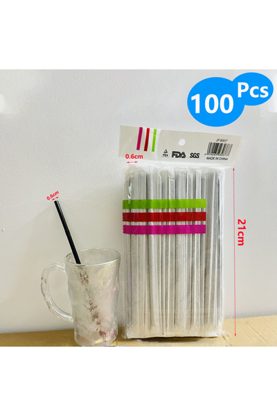 Choice 6mm Black 100Pcs 50-1500Pcs Black Drinking Straws Plastique Paper Straws Single Piece Packaging riet