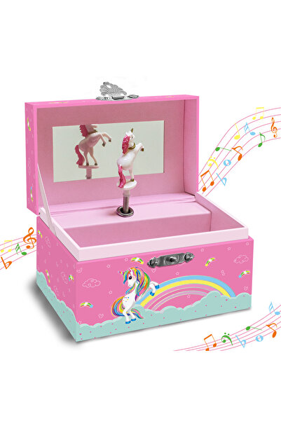 Choice Small Rectangular Magical Unicorn Jewelry Box, Spinning Unicorn with Jewelry Drawer, Small Rectangul