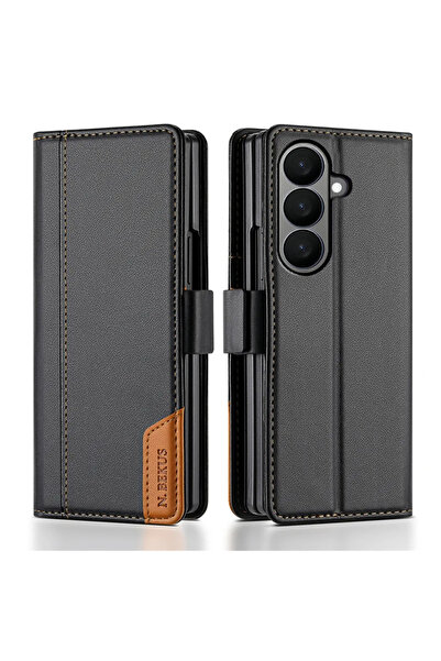 Choice جراب هاتف جلدي فاخر أسود لهاتف سامسونج زد فولد 7 لهاتف سامسونج جالاكسي زد فولد 7 6 5 4 3 5G فولد 7 2025 م