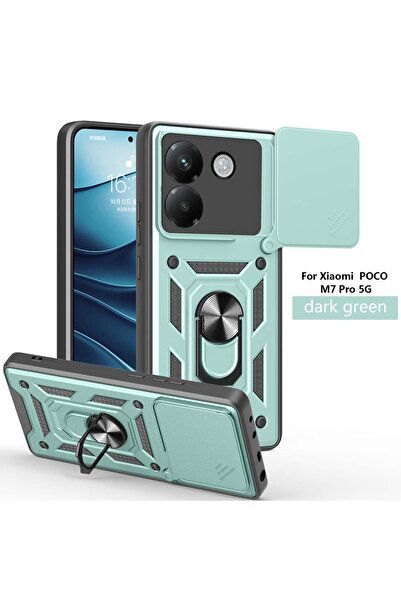 Choice جراب مدرع مقاوم للصدمات لهاتف Poco M7 pro 5G باللون الأخضر الداكن لهات...