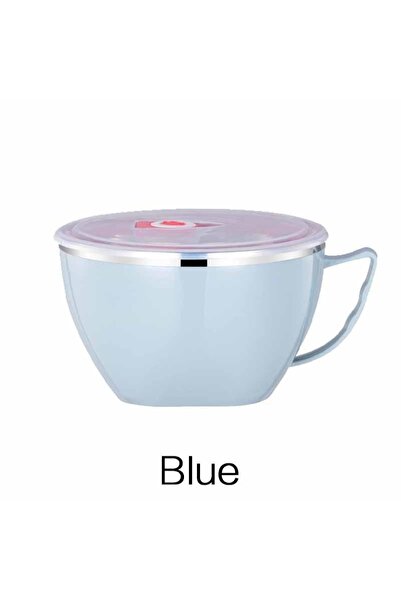 Choice وعاء نودلز سريع التحضير من الفولاذ المقاوم للصدأ باللون الأزرق مع غطاء...