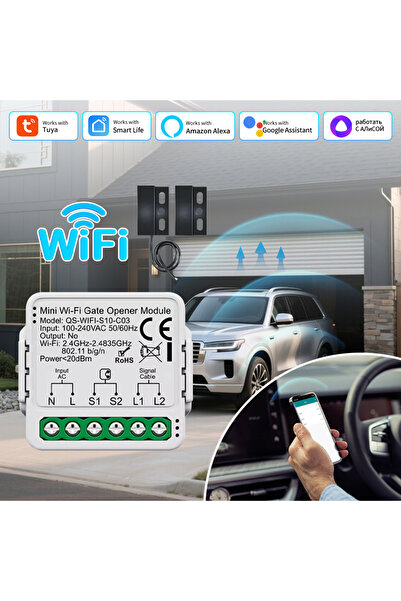 GGBEE Tuya Smart Garage Door Switch Module Wifi 100-240V Gate Opener Controller for Alexa Google Home A...