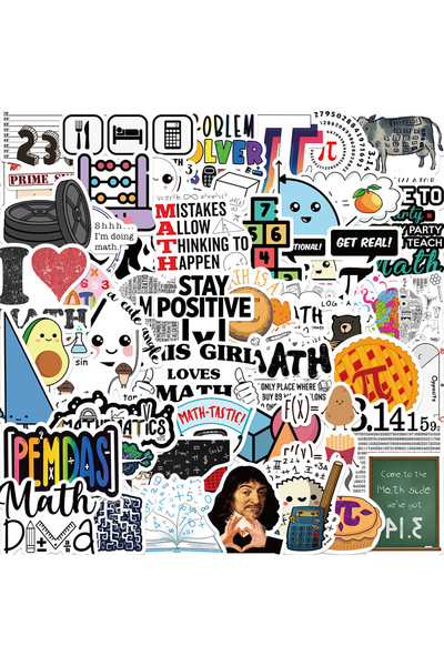 Choice 50 قطعة من ملصقات جرافيتي بصيغ رياضية، زجاجة ماء، كمبيوتر محمول، هاتف،...